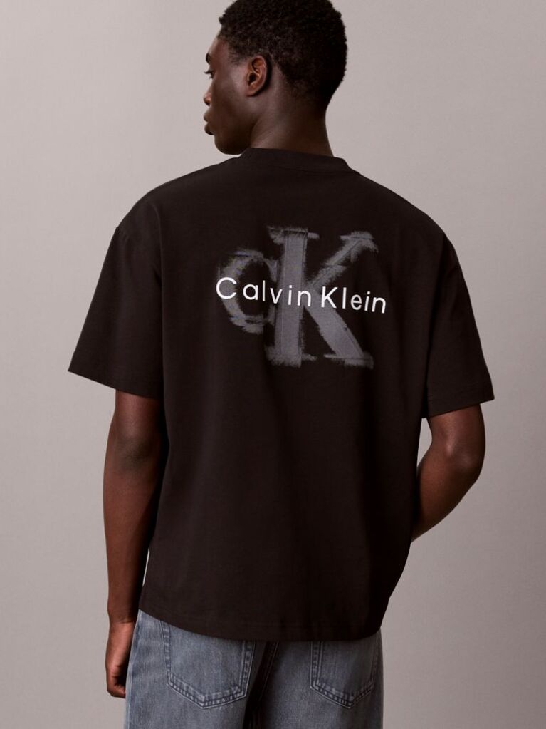 Black Oversized Embossed Logo T-shirt  Men