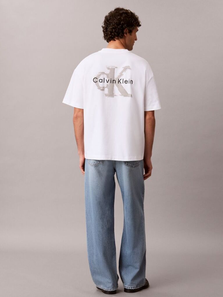 White Oversized Embossed Logo T-shirt  Men