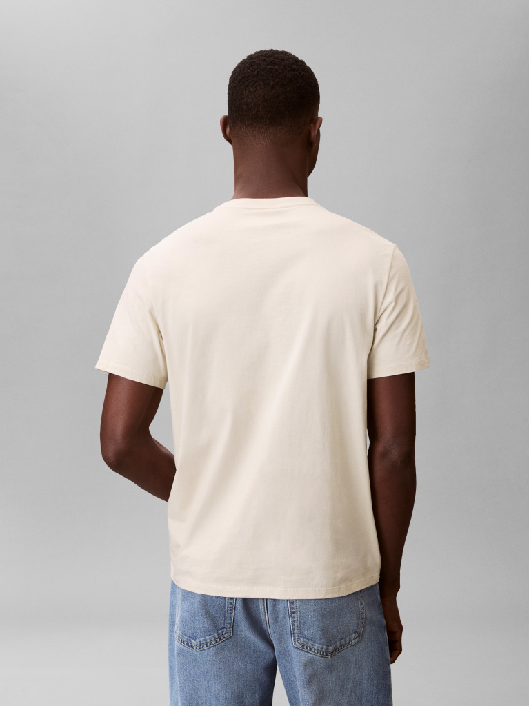 Μπεζ Βαμβακερό T-shirt  Άνδρας