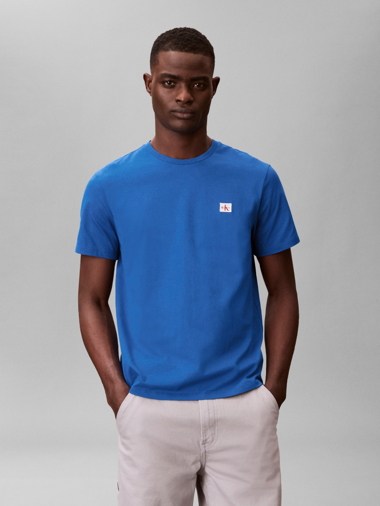 Μπλε Βαμβακερό T-shirt  Άνδρας