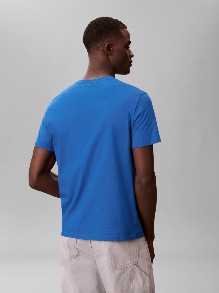 Μπλε Βαμβακερό T-shirt  Άνδρας
