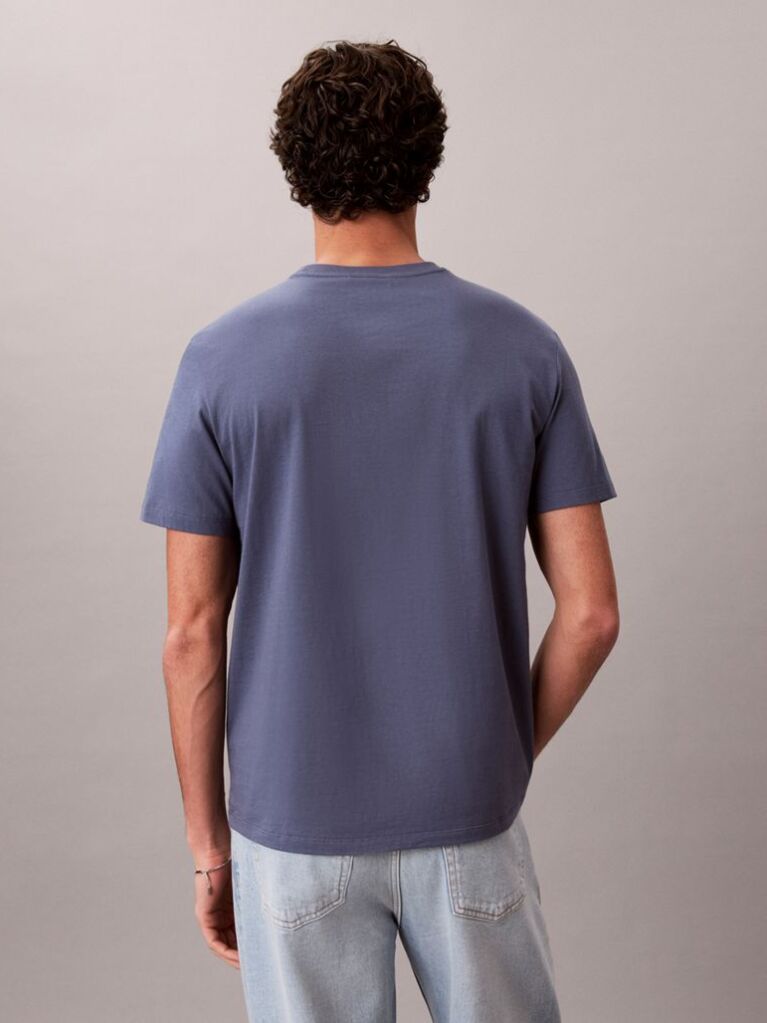 Μπλε Βαμβακερό T-shirt  Άνδρας