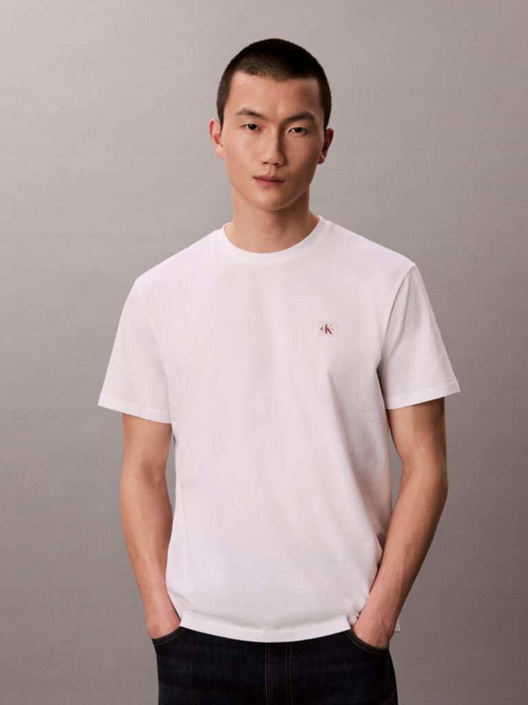 White Cotton Badge T-shirt  Men