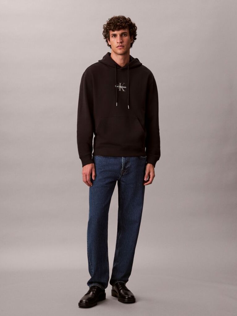 Μαύρο Άνετο Hoodie Με Μονόγραμμα  Άνδρας