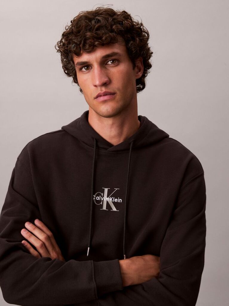 Μαύρο Άνετο Hoodie Με Μονόγραμμα  Άνδρας