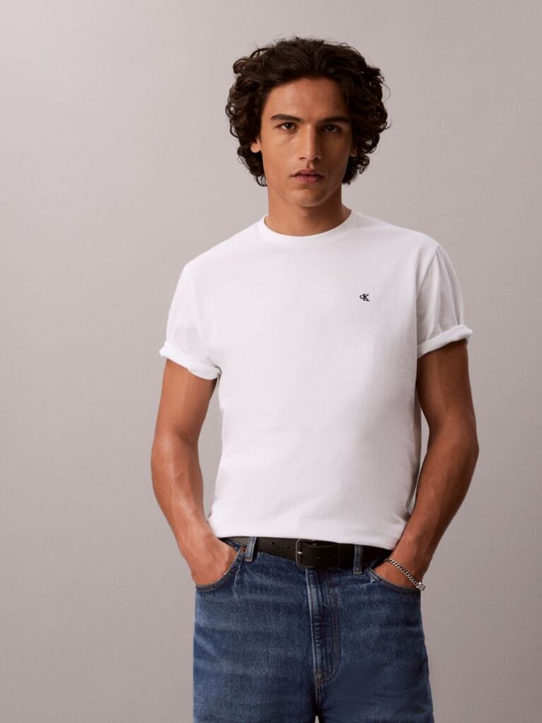 Λευκό Κοντομάνικο Κλασικό T-Shirt Με Μονόγραμμα  Άνδρας