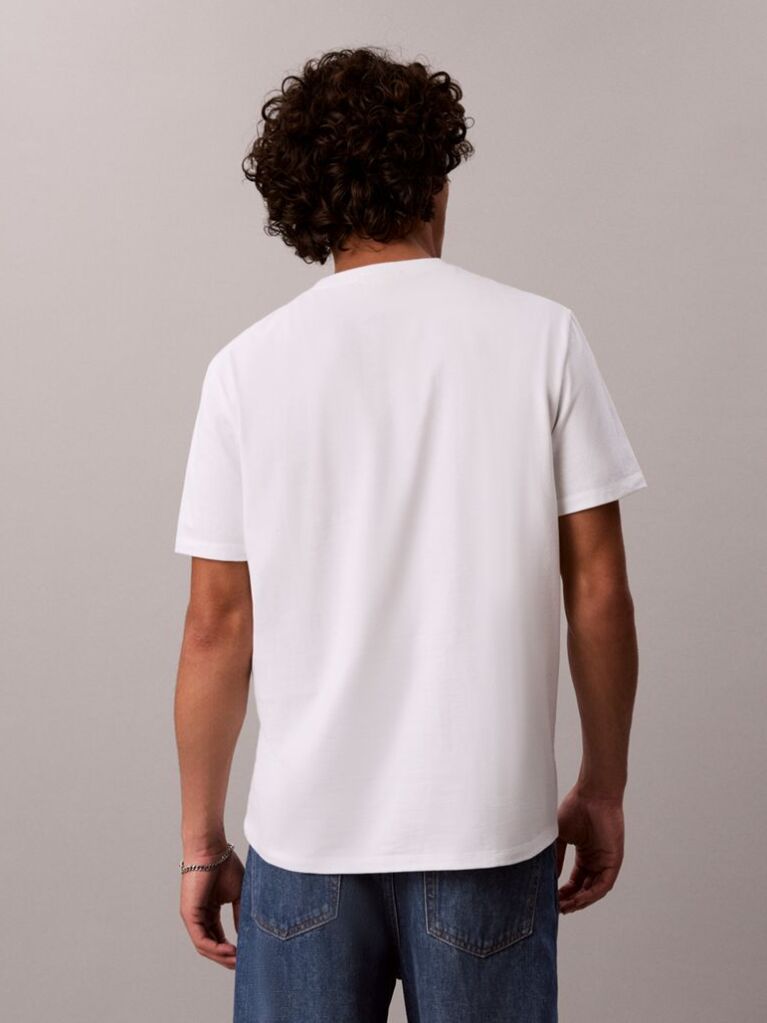 Λευκό Κοντομάνικο Κλασικό T-Shirt Με Μονόγραμμα  Άνδρας