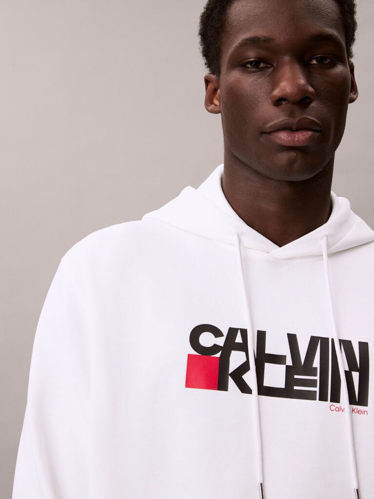 White Logo Graphic Hoodie  Men