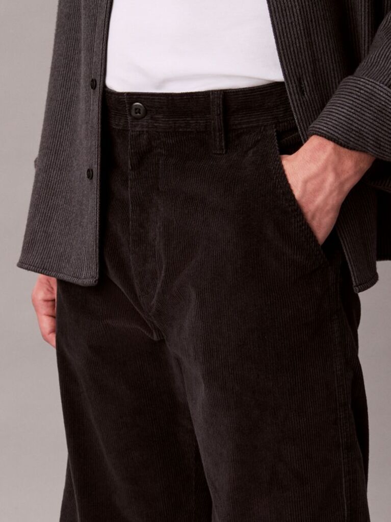 Μαύρο 90s Chino Κοτλέ Παντελόνι Με Ίσια Γραμμή  Άνδρας