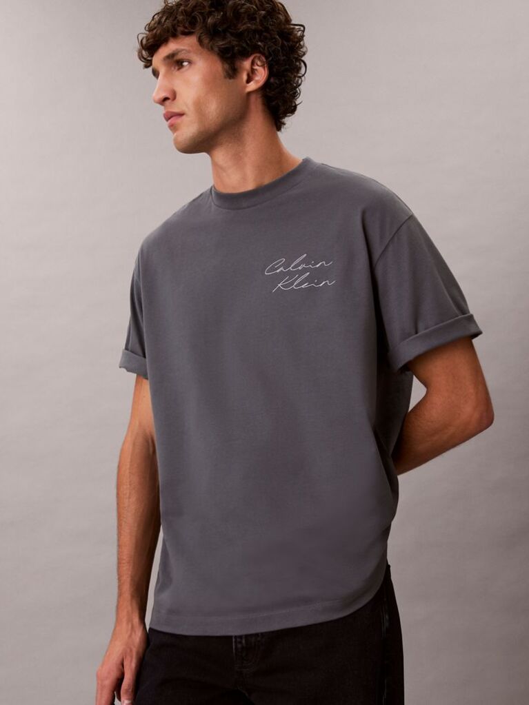 Γκρι Άνετο T-shirt Με Λογότυπο  Άνδρας