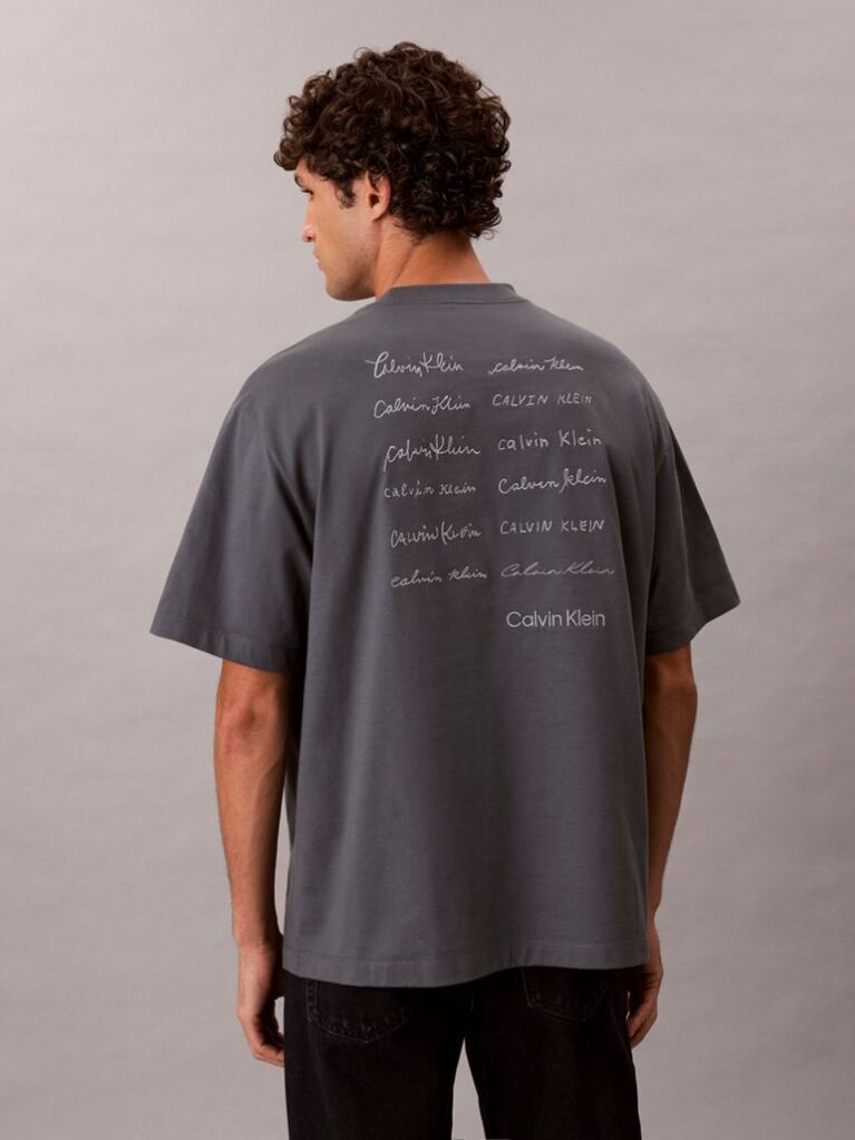 Γκρι Άνετο T-shirt Με Λογότυπο  Άνδρας