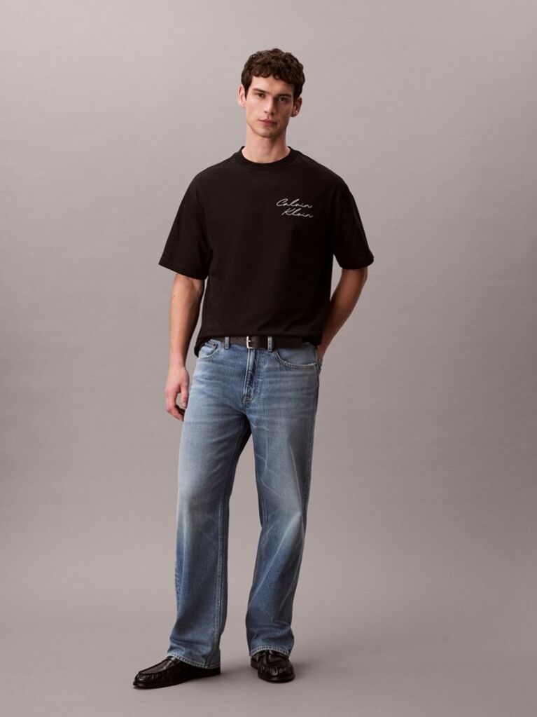 Μαύρο Άνετο T-shirt Με Λογότυπο  Άνδρας