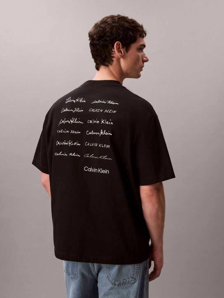 Μαύρο Άνετο T-shirt Με Λογότυπο  Άνδρας