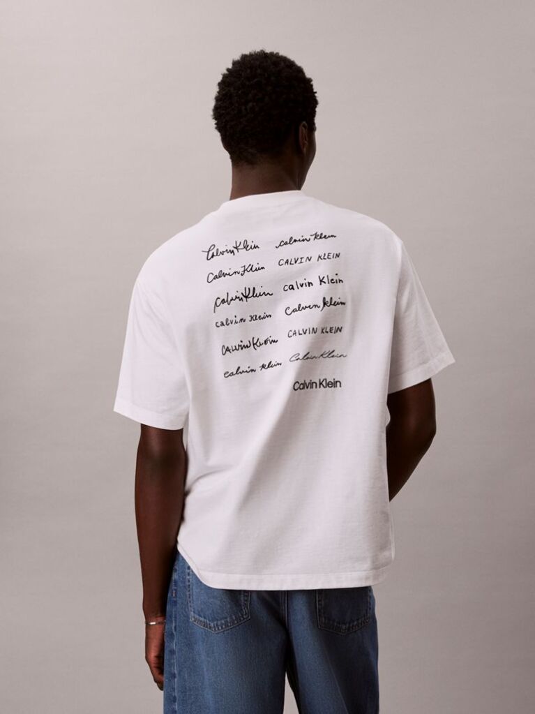 Λευκό Άνετο T-shirt Με Λογότυπο  Άνδρας