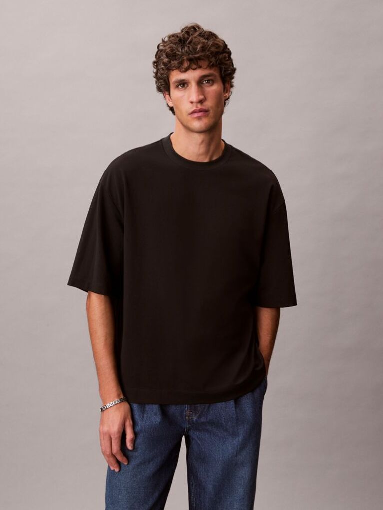 Black Relaxed Cooling Pique T-Shirt  Men