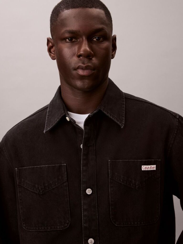 Μαύρο 90s Denim Τζάκετ Με Στιλ Πουκάμισου  Άνδρας