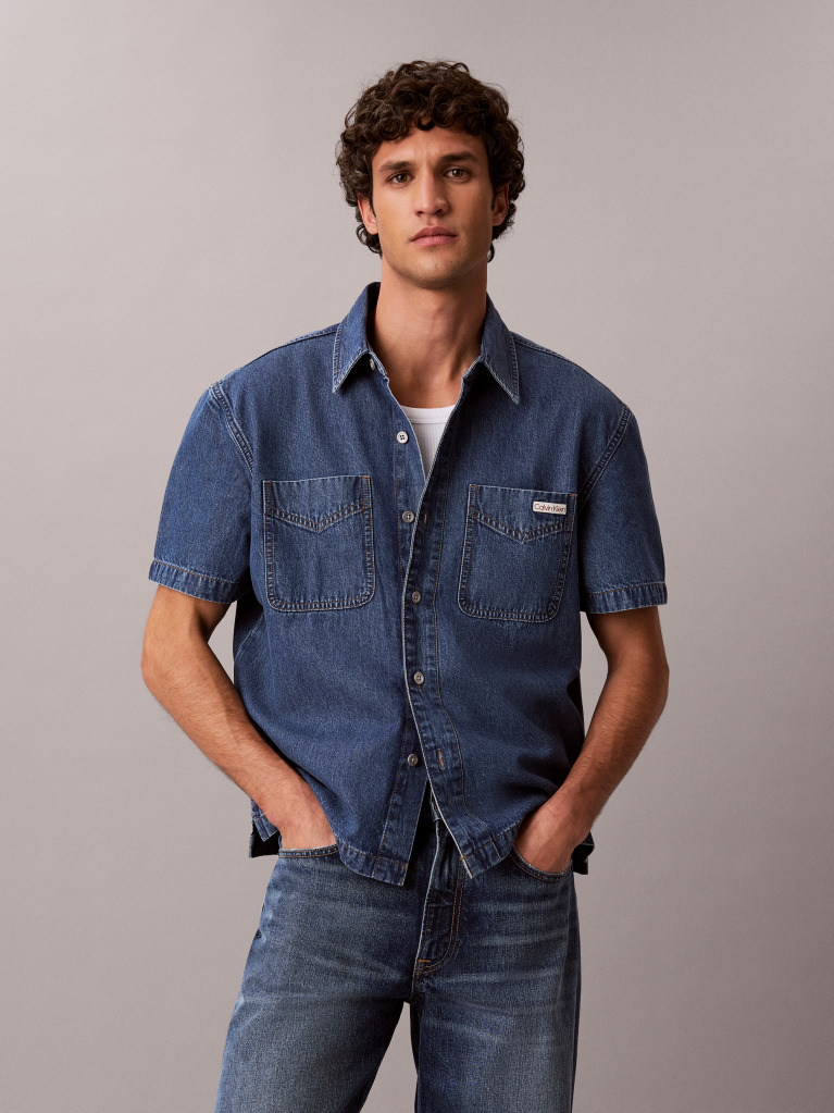 Denim Boxy Denim Short Sleeve Shirt  Men