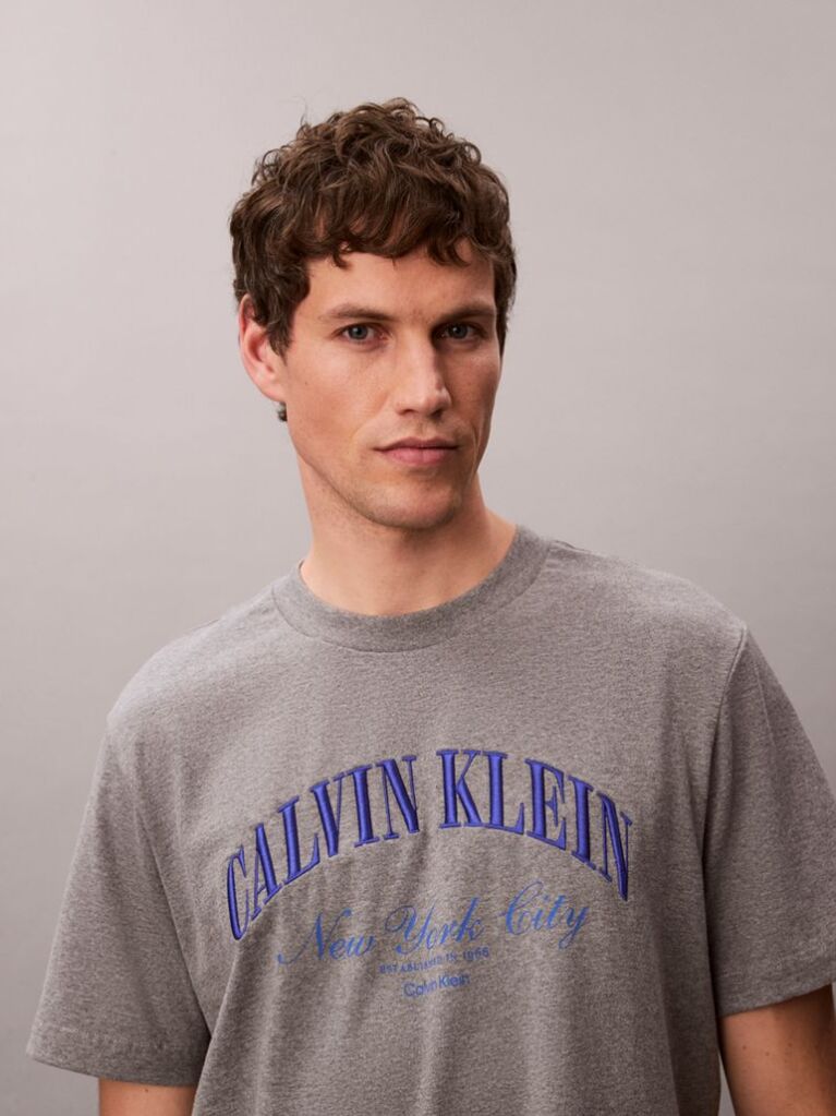 Γκρι T-shirt Με Κεντητό Λογότυπο NYC  Άνδρας