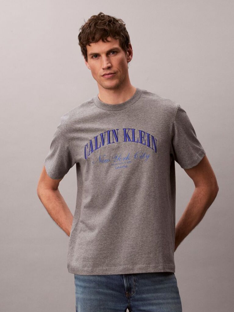 Γκρι T-shirt Με Κεντητό Λογότυπο NYC  Άνδρας