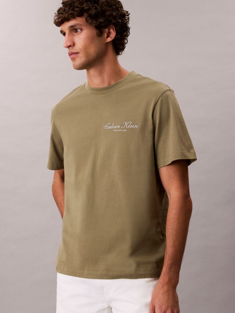 Πράσινο T-shirt Με Κεντητό Λογότυπο  Άνδρας