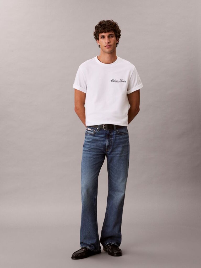 Λευκό T-shirt Με Κεντητό Λογότυπο  Άνδρας