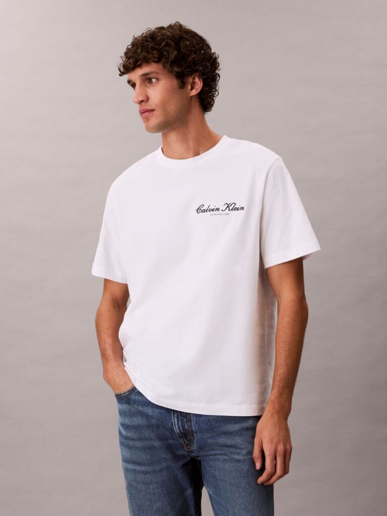 Λευκό T-shirt Με Κεντητό Λογότυπο  Άνδρας