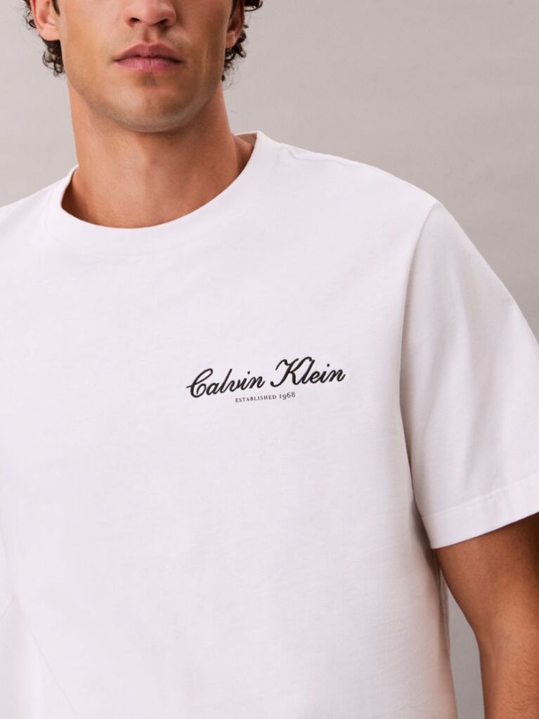 Λευκό T-shirt Με Κεντητό Λογότυπο  Άνδρας