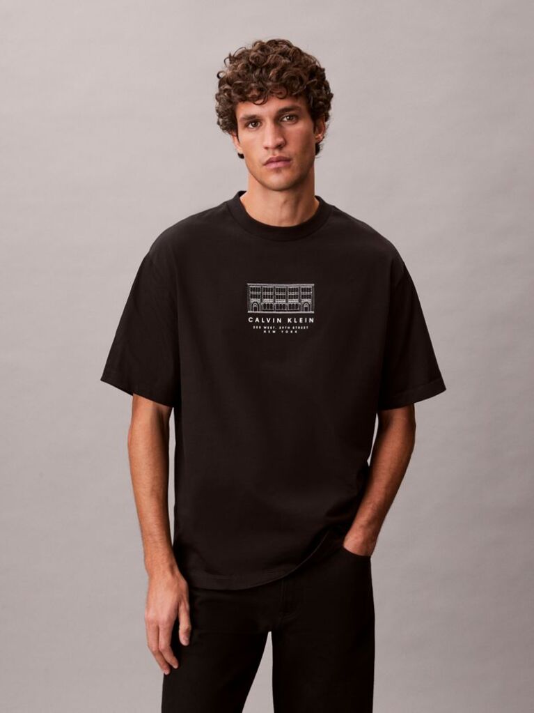 Μαύρο Άνετο T-Shirt Με Graphic  Άνδρας