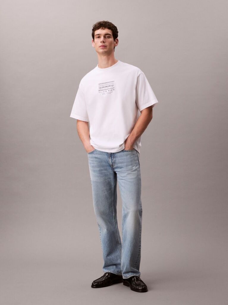 Λευκό Άνετο T-Shirt Με Graphic  Άνδρας