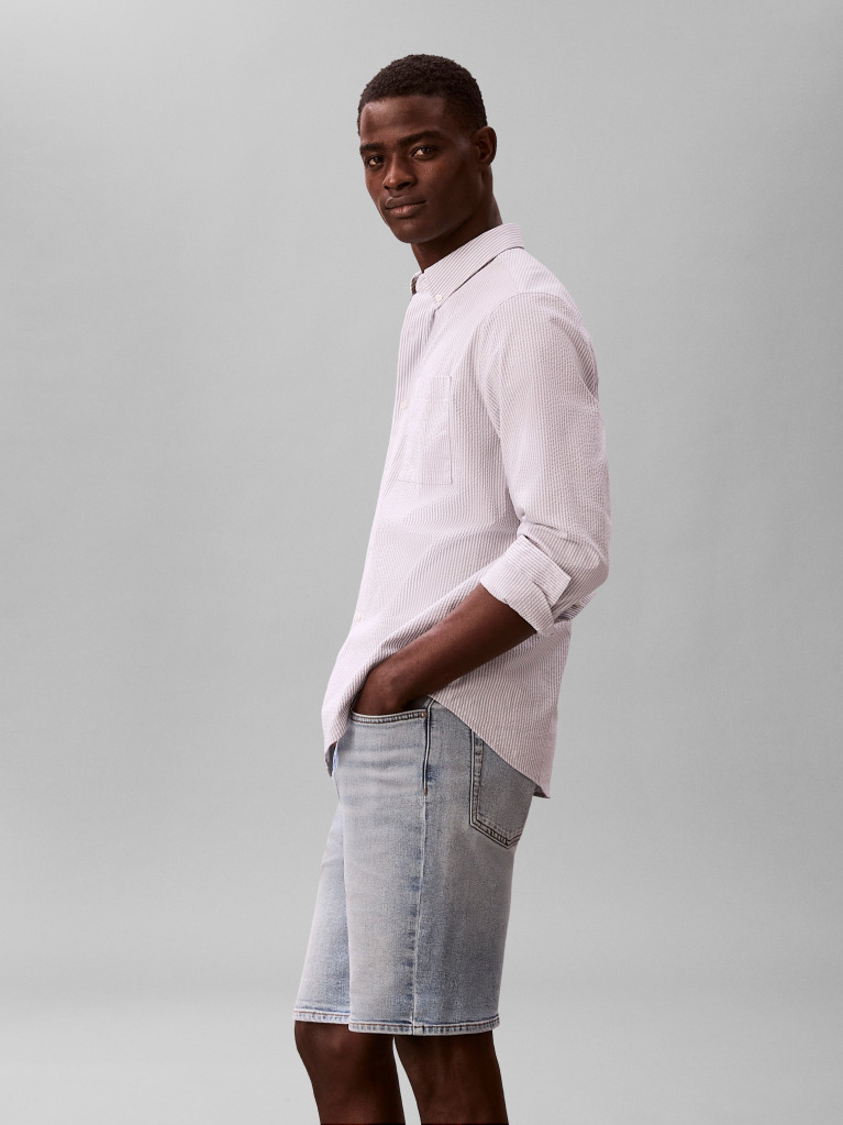 Denim These slim-fit denim shorts are designed to wear on repeat, their turn-up hems adding to the chilled appeal created by the faded detail.  Men