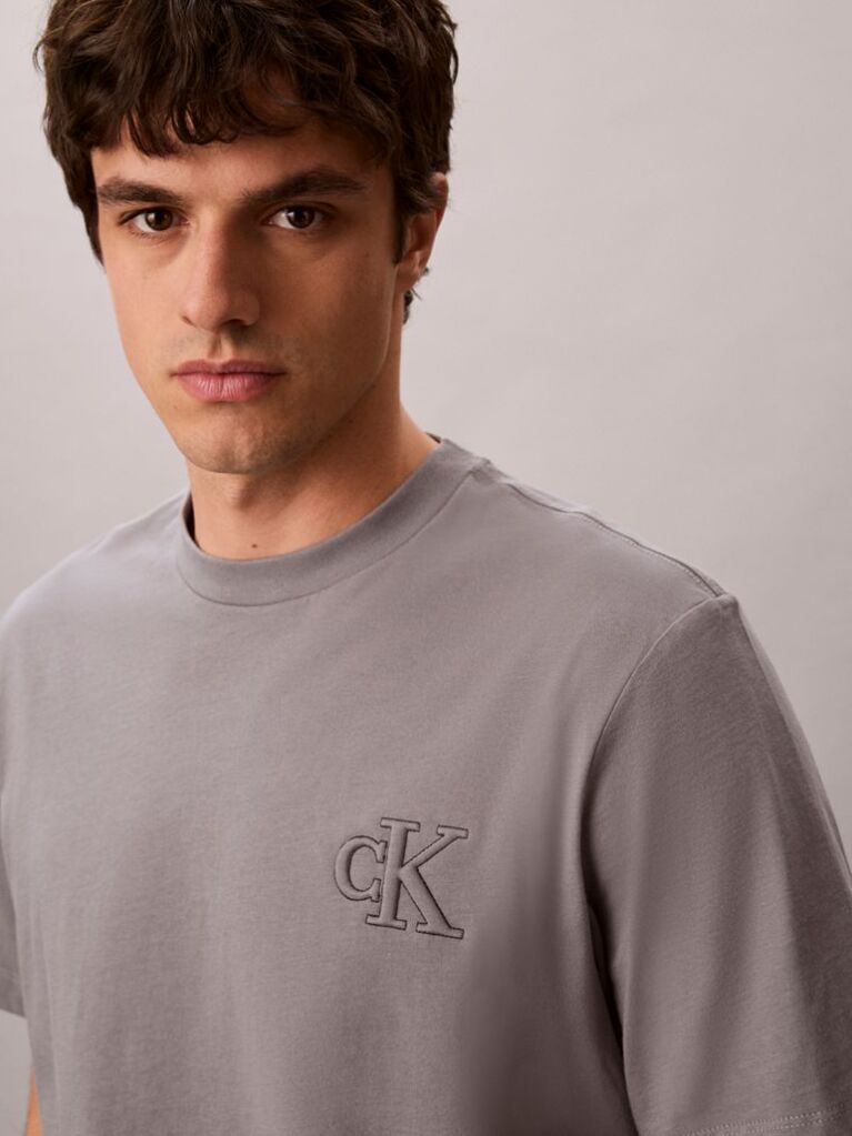 Grey Relaxed Embossed Logo T-shirt  Men