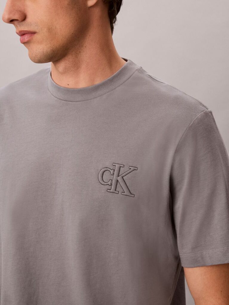 Grey Relaxed Embossed Logo T-shirt  Men