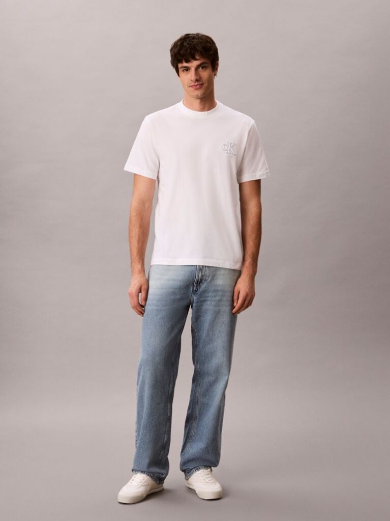 White Relaxed Embossed Logo T-shirt  Men