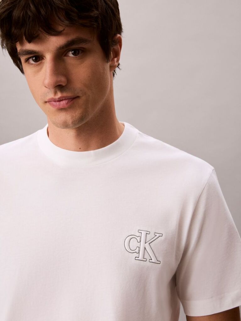 White Relaxed Embossed Logo T-shirt  Men