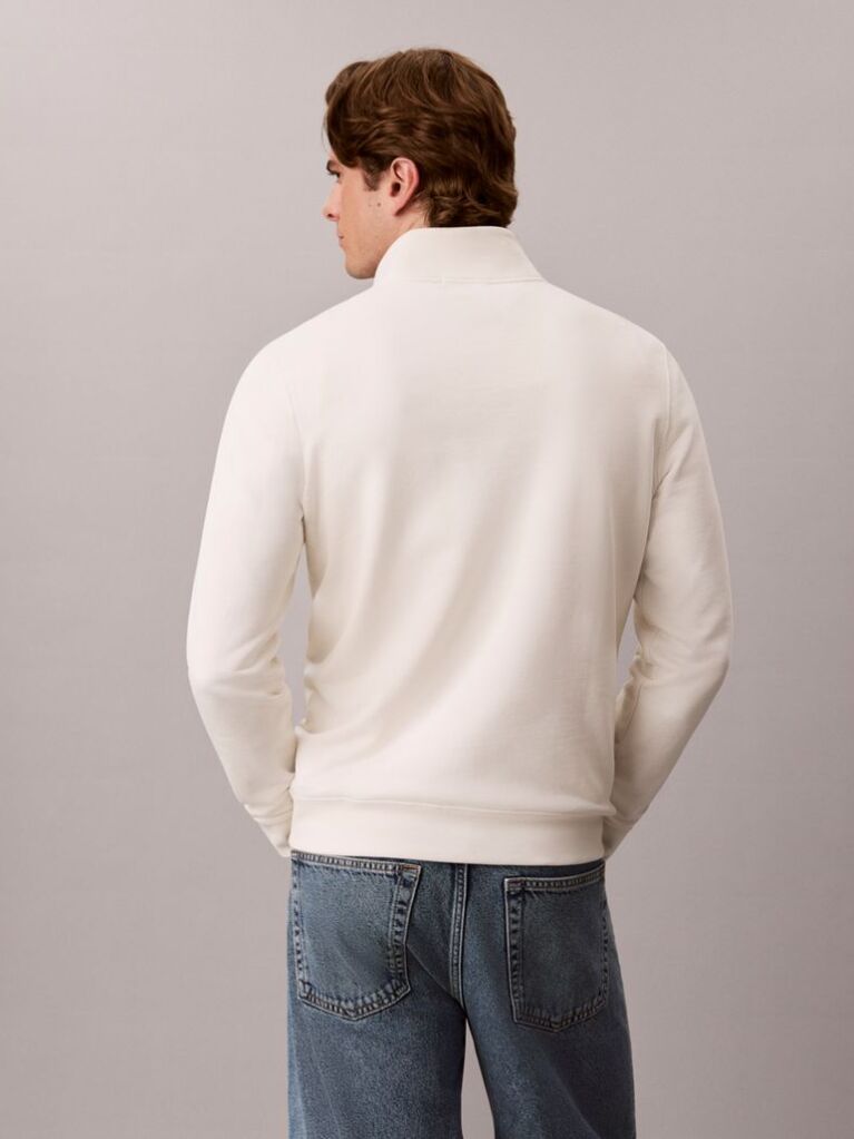 Λευκό Φούτερ Monologo Με Φερμουάρ 1/4  Άνδρας