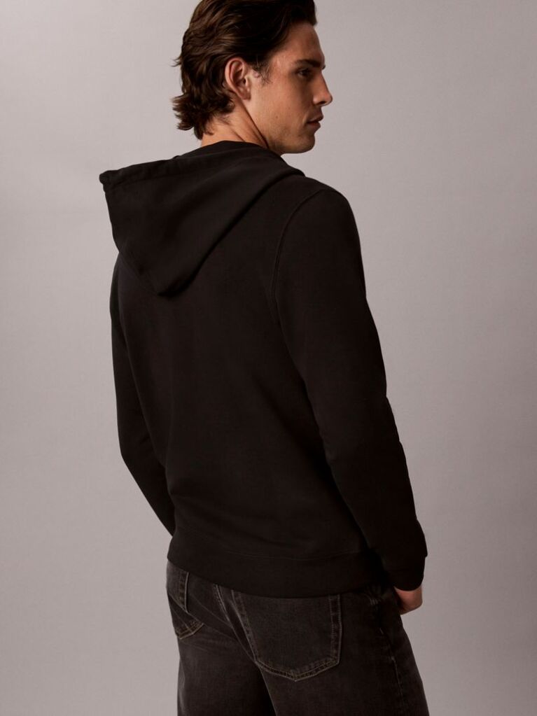 Black Tonal Monogram Sueded Terry Zip-Thru Hoodie  Men