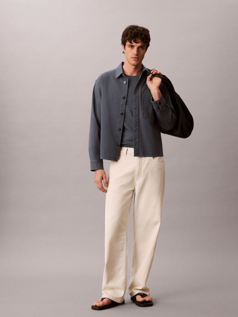 Blue Cotton Canvas Shirt Jacket  Men