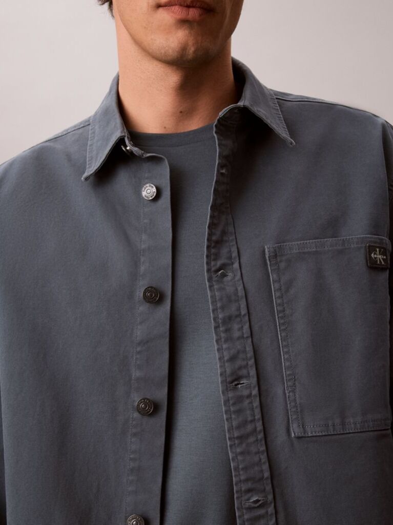 Blue Cotton Canvas Shirt Jacket  Men