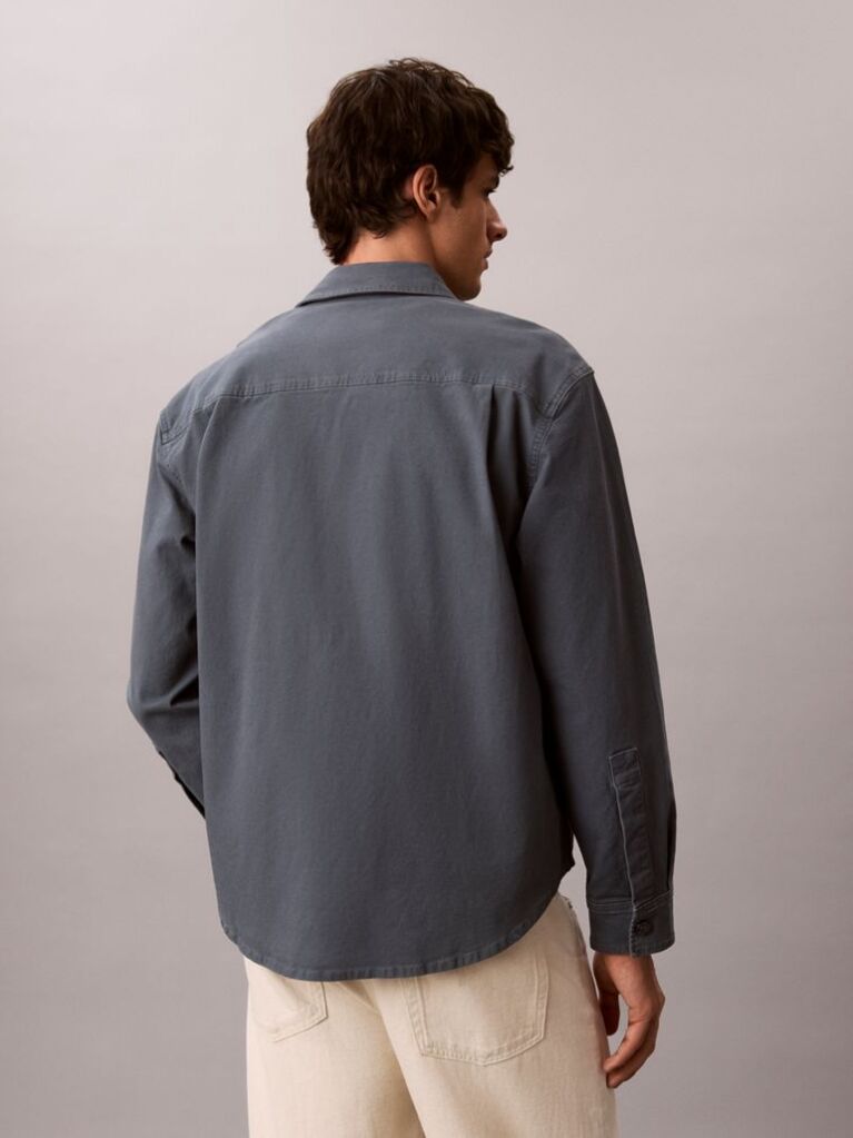 Blue Cotton Canvas Shirt Jacket  Men