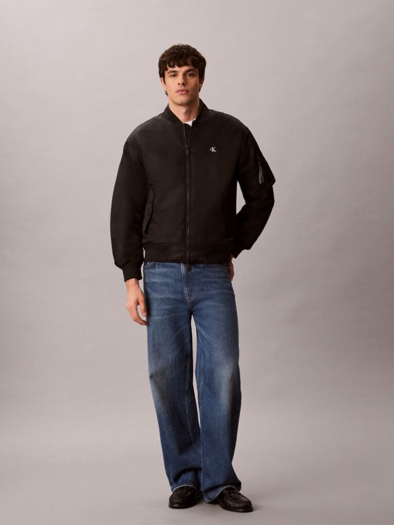 Μαύρο Padded Bomber Μπουφάν Από Νάιλον  Άνδρας
