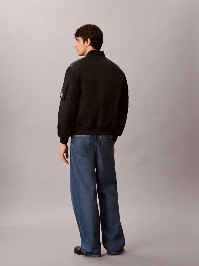 Μαύρο Padded Bomber Μπουφάν Από Νάιλον  Άνδρας