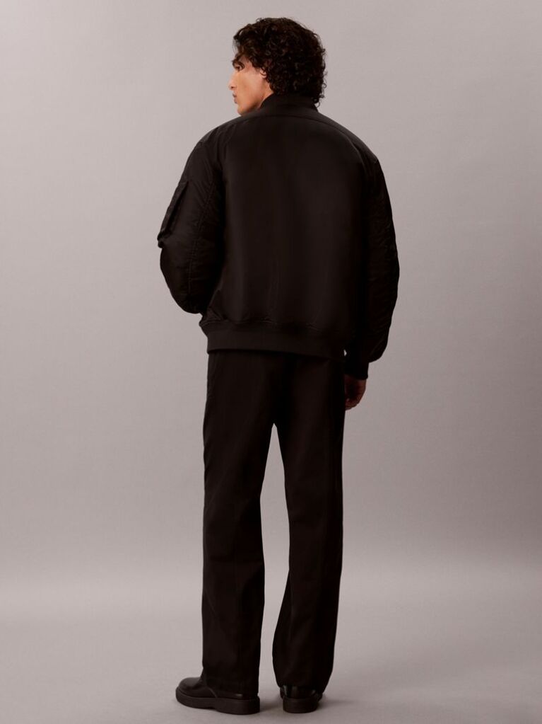 Black Cotton Twill Baggy Trousers  Men