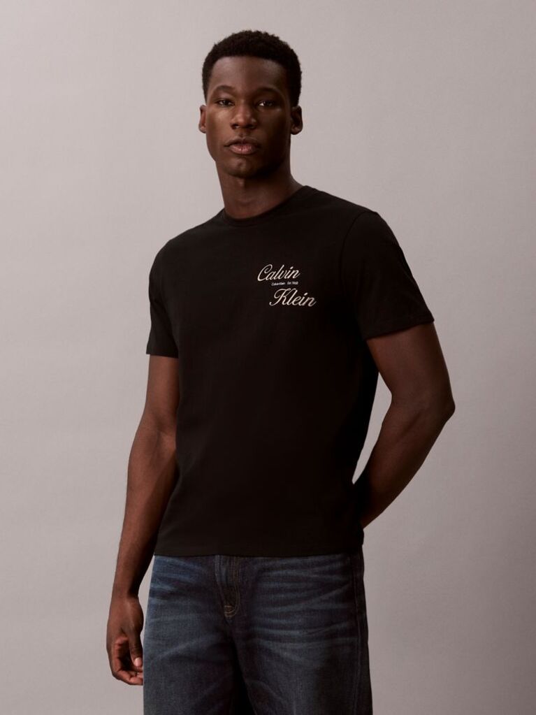 Black Embroidered Logo T-shirt  Men