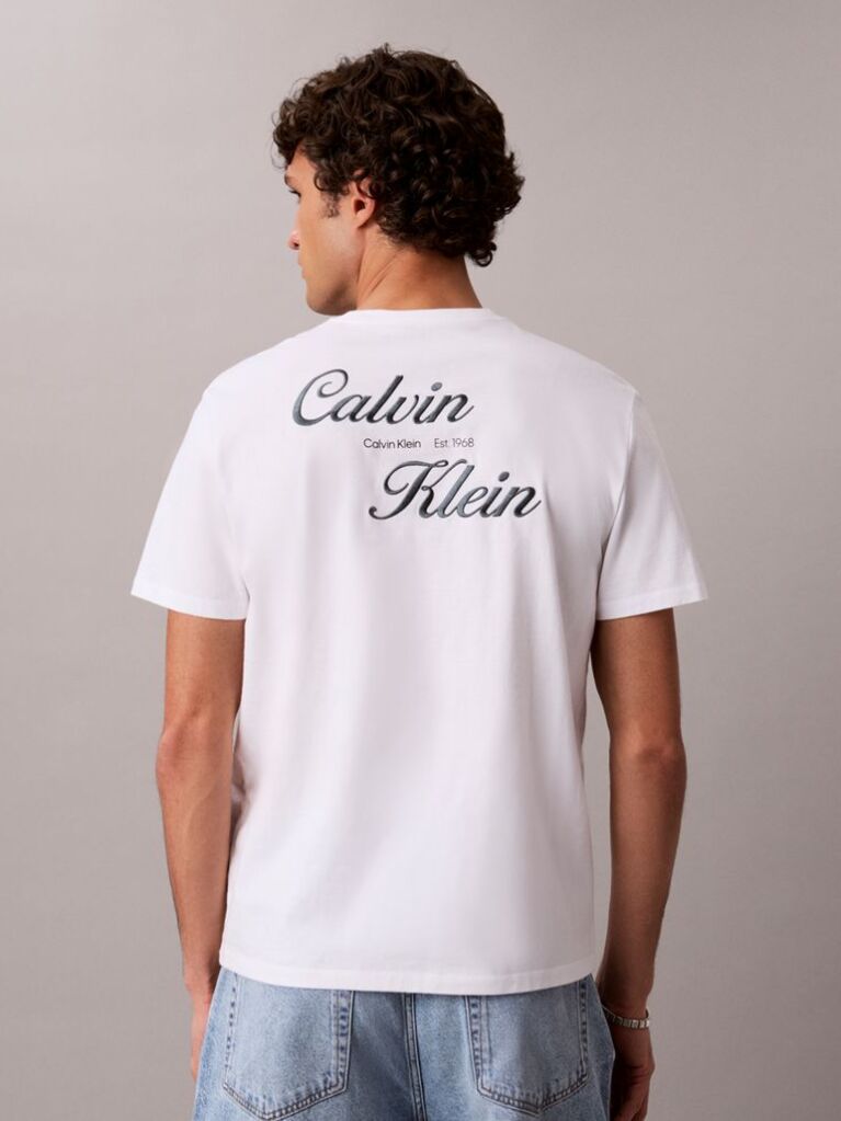 Λευκό T-Shirt Με Κεντημένο Λογότυπο  Άνδρας