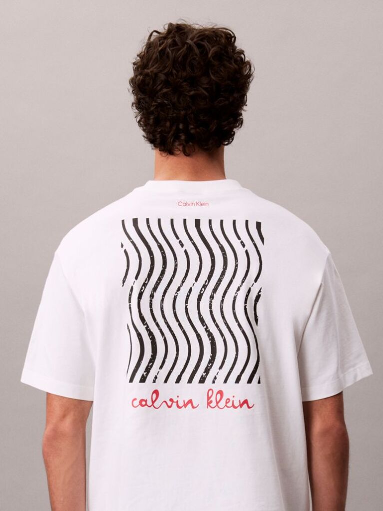 White Logo Graphic Crew Neck T-Shirt  Men