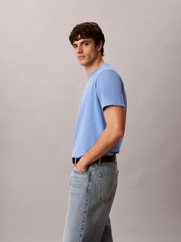 Blue Washed Cotton Monogram T-shirt  Men