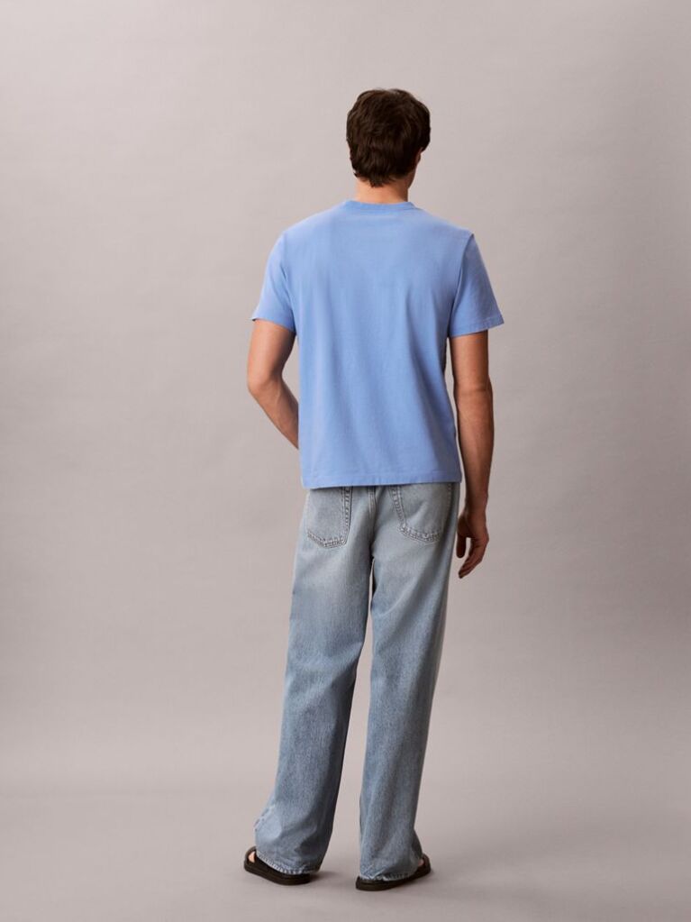 Blue Washed Cotton Monogram T-shirt  Men