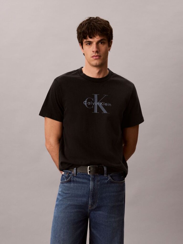 Black Washed Cotton Monogram T-shirt  Men