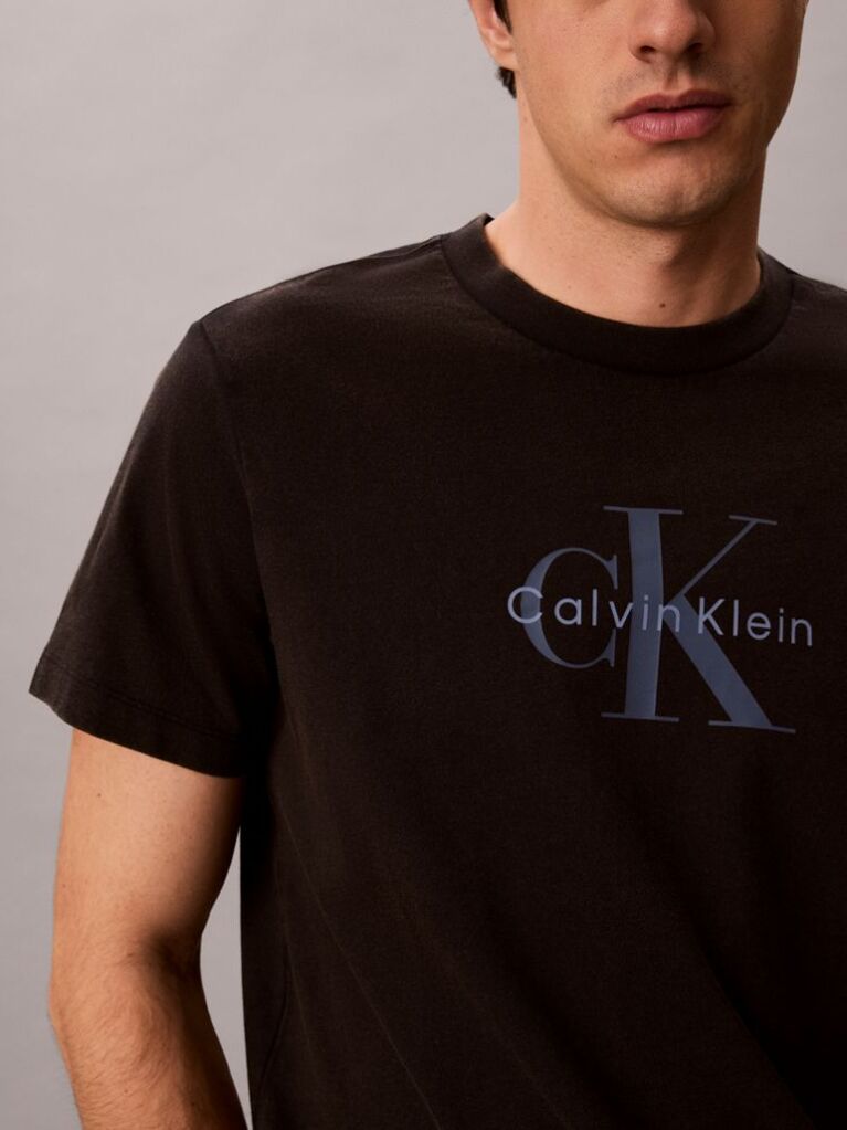 Black Washed Cotton Monogram T-shirt  Men