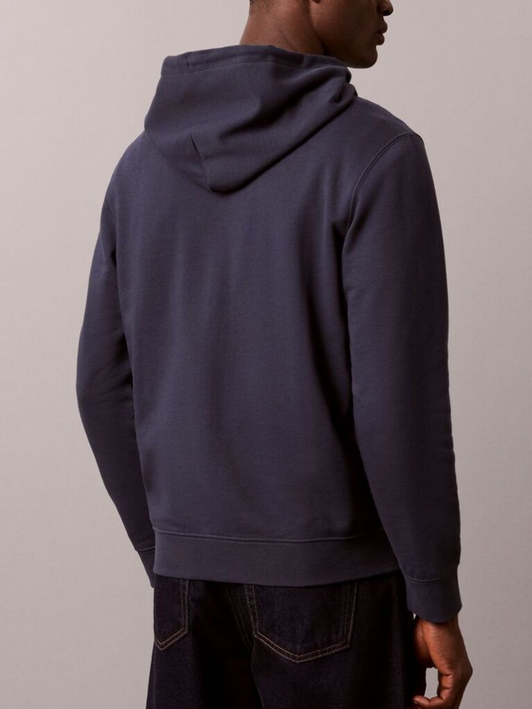 Μπλε Hoodie Με Φερμουάρ Και Σουέτ Υφή  Άνδρας